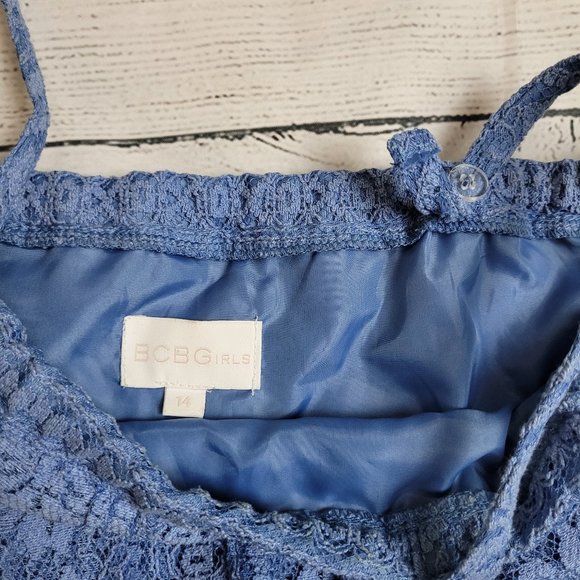 BCBGirls Ruffled Lace Dress Blue Girls Size 12 - Picture 3 of 9